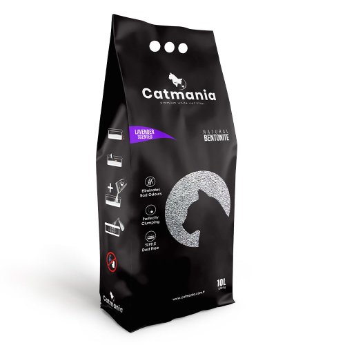 Бентонитовый наполнитель Catmania лаванда + фиолетовые гранулы, 10л
