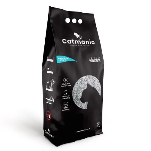Бентонитовый наполнитель Catmania марсельское мыло + бирюзовые гранулы, 5л