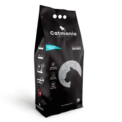 Бентонитовый наполнитель Catmania марсельское мыло + бирюзовые гранулы, 10л