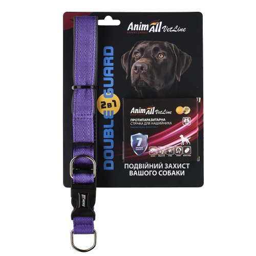 Комплект AnimAll VetLine Double Guard ошейник с противопаразитарной лентой, 25 мм, 400 - 500 мм, пурпурный