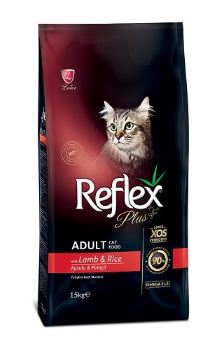 Корм сухий повноцінний та збалансований для котів Reflex Plus з ягням та рисом 15 кг
