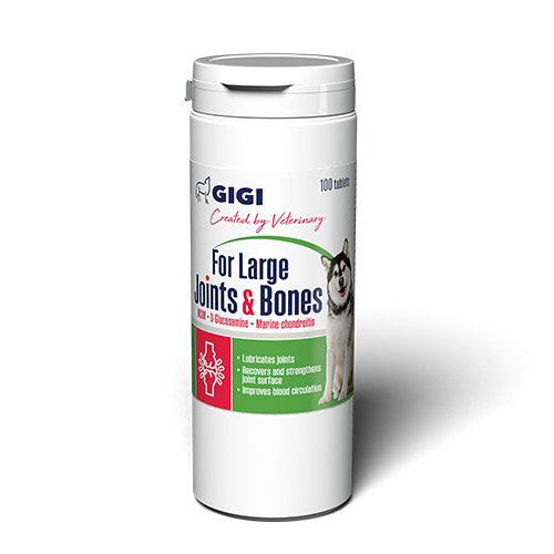 Вітамінно-мінеральний комплекс GIGI FOR LARGE Joints & Bones для зміцнення та відновлення суглобів у собак 1 таблетка на 20 кг №100