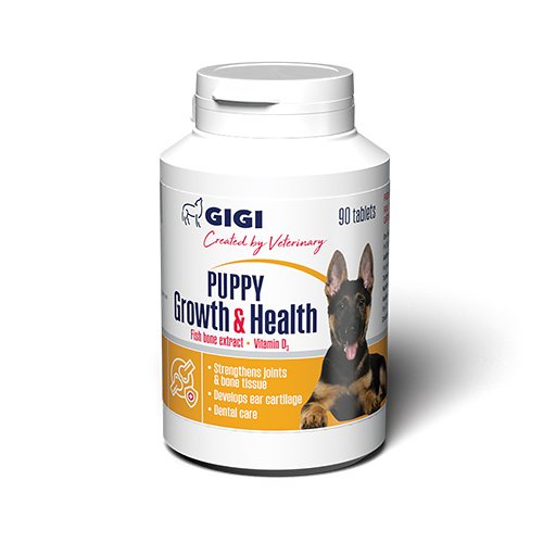 Витаминно-минеральный комплекс GIGI PUPPY Growth & Health для укрепления костной и хрящевой ткани у щенков 1 таблетка на 5 кг №90