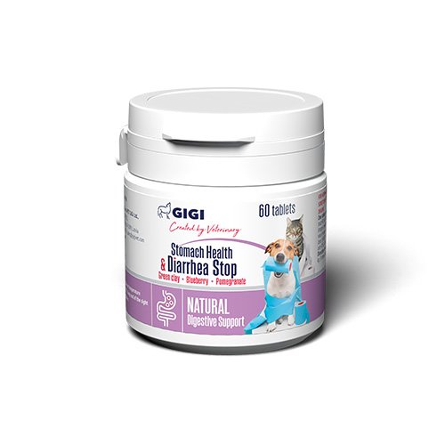 Витаминно-минеральный комплекс GiGi Stomach Health & Diarrhea Stop для нормализации функции пищеварительной системы 1 таблетка на 2 кг №60