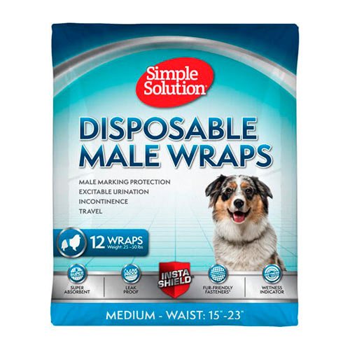 Simple Solution Disposable Male Wrap Medium - гігієнічна підкладка-протектор для кобелів середня, 12 шт