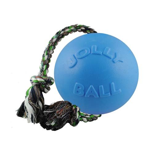 Іграшка для собак Jolly Pets Romp-n-roll м'яч з канатом середній блакитний