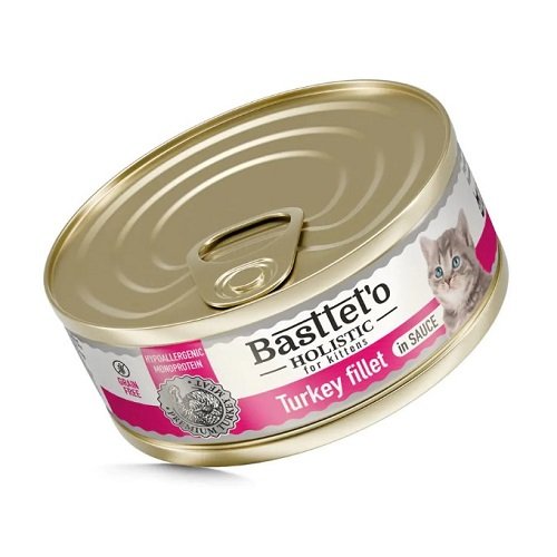 Влажный корм Basttet`O Holistic Кусочки филе индейки в соусе для котят 85г