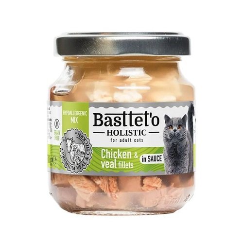 Влажный корм Basttet`O Holistic Кусочки филе курицы и телятины в соусе для кошек 130г