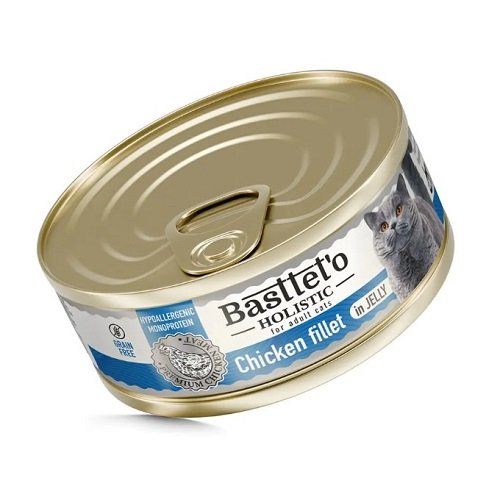 Влажный корм Basttet`O Holistic Кусочки филе курицы в желе для кошек 85г