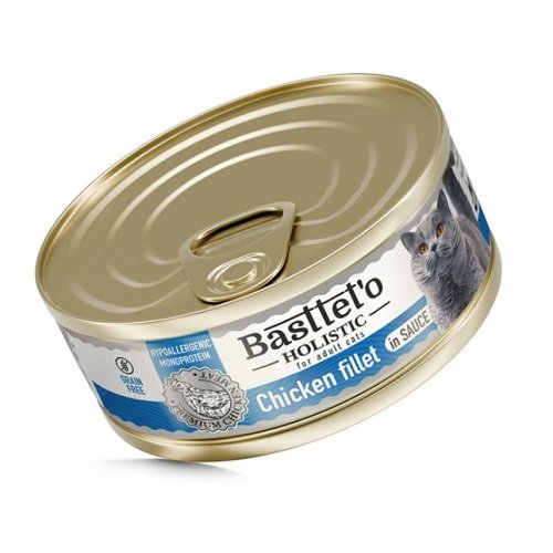 Вологий корм Basttet`O Holistic Шматочки філе курки в соусі для котів 85г