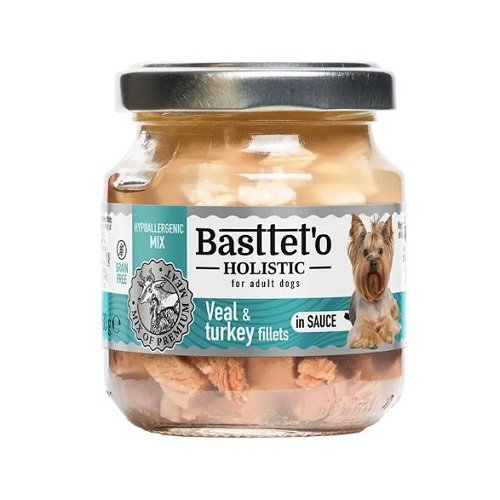 Влажный корм Basttet`O Holistic Кусочки филе индейки и телятины в соусе для собак 130г