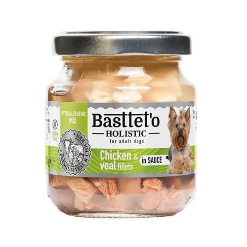 Влажный корм Basttet`O Holistic Кусочки филе курицы и телятины в соусе для собак 130г