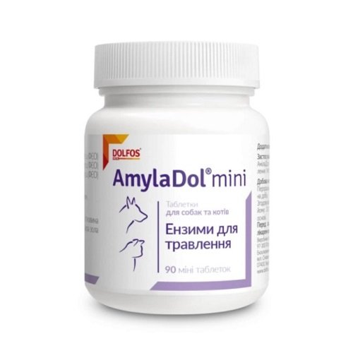 Витаминно-минеральная добавка Dolfos AmylaDol mini для пищеварения для собак и кошек 90 таб