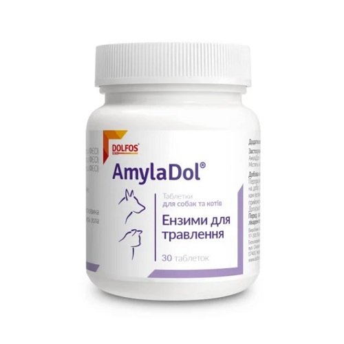 Витаминно-минеральная добавка Dolfos AmylaDol для пищеварения для собак и кошек 30 таб
