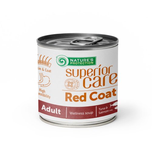 Суп для собак с рыжим окрасом шерсти NP Superior Care Red Coat All Breeds Adult Salmon and Tuna с лососем и тунцом, 140мл Суп для собак с рыжим окрасом шерсти NP Superior Care Red Coat All Breeds Adult Salmon and Tuna с лососем и тунцом, 140мл