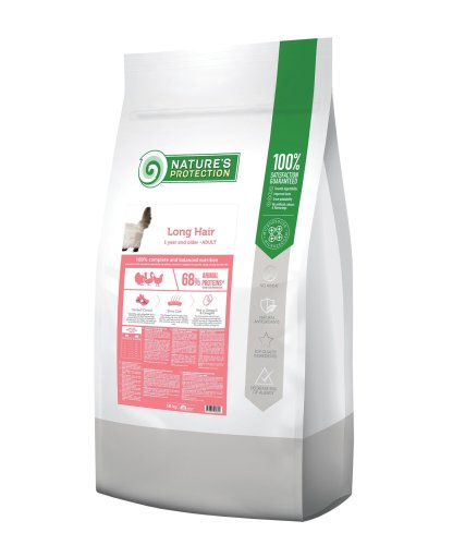 Сухий корм для дорослих котів з довгою шерстю Nature's Protection Long hair 18кг