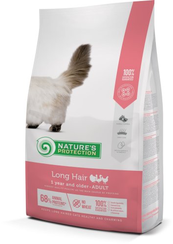 Сухий корм для дорослих котів з довгою шерстю Nature's Protection Long hair 2кг Сухий корм для дорослих котів з довгою шерстю Nature's Protection Long hair 2кг