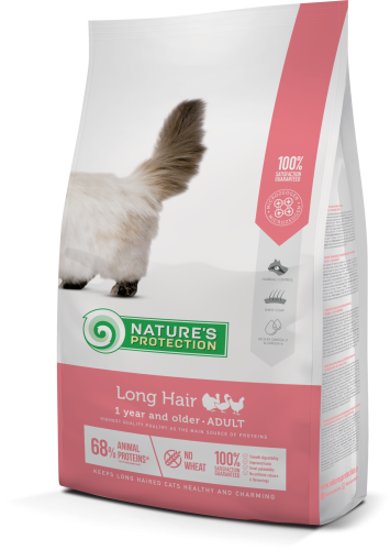 Сухой корм для взрослых кошек с длинной шерстью Nature's Protection Long hair 7кг