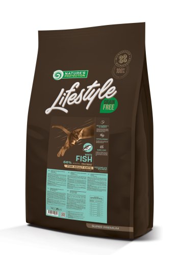 Сухой беззерновой корм для взрослых кошек с белой рыбой Lifestyle Grain Free White Fish Adult Cat 7кг