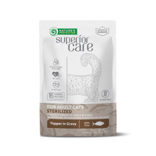 NATURE'S PROTECTION SUPERIOR CARE Sterilised Adult Cats All Breeds with Tuna, вологий корм з тунцем для стерилізованих дорослих котів усіх порід, 70 г  NATURE'S PROTECTION SUPERIOR CARE Sterilised Adult Cats All Breeds with Tuna, вологий корм з тунцем для стерилізованих дорослих котів усіх порід, 70 г