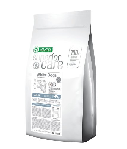 Сухой беззерновой корм для взрослых собак с белой шерстью для малых пород Superior Care White Dogs Grain Free Adult Small and Mini Breeds 17кг