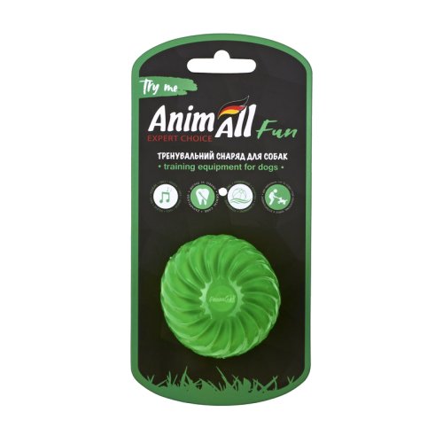 Іграшка AnimAll Fun м'яч хвиля з пищалкою 65 мм зелений