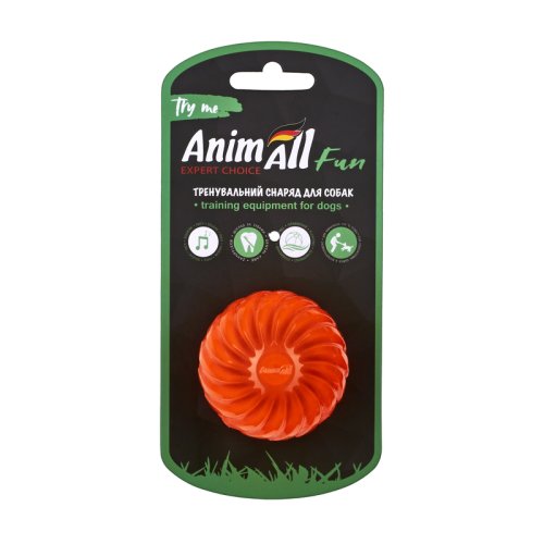 Игрушка AnimAll Fun мяч волна с пищалкой 65 мм оранжевый