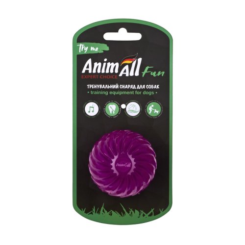 Игрушка AnimAll Fun мяч волна с пищалкой 65 мм фиолетовый