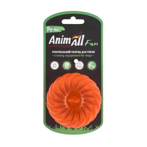 Іграшка AnimAll Fun м'яч хвиля з пищалкою 75 мм помаранчевий