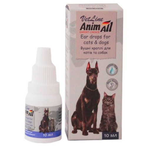 Ушные капли AnimAll VetLine для собак и кошек, 10 мл