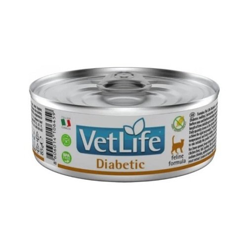 Вологий корм для котів Farmina Vet Life Diabetic дієтичне харчування для контролю рівня глюкози в крові при цукровому діабеті, 85 г