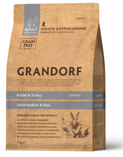Grandorf Medium&Maxi Rabbit & Turkey  - корм Грандорф с кроликом и индейкой для взрослых собак средних и крупных пород 1 кг (94501)