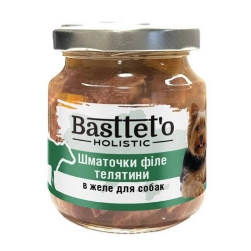 Влажный корм Basttet`O Holistic Кусочки филе телятины в желе для собак 130г