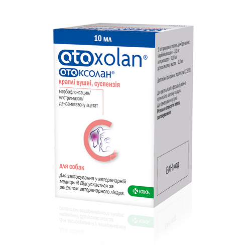 Вушні краплі KRKA Отоксолан для лікування отиту у собак, 10 мл