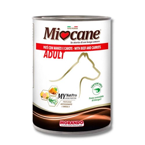 Miocane Adult  Beef and Carrots, 400 g - Влажный корм для взрослых собак с говядиной и морковью, 400 г