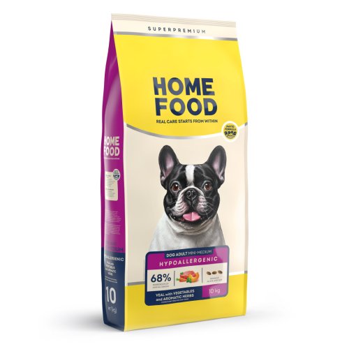 Гіпоалергенний сухий корм HOME FOOD для дорослих собак малих та середніх порід Телятина з овочами та духмяними травами Hypoallergenic, 10 кг