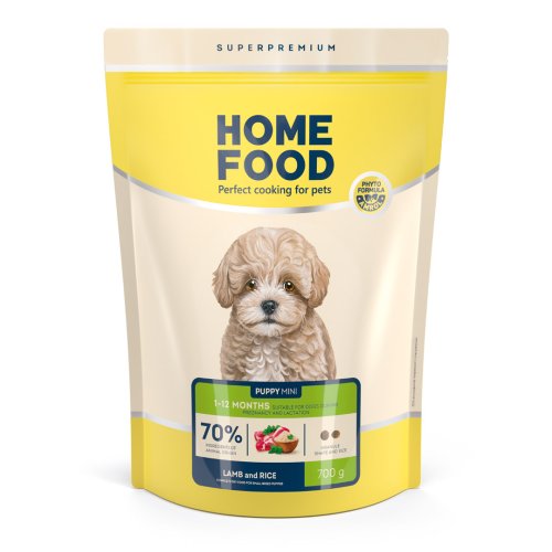 Сухой корм HOME FOOD для щенков мелких пород Ягненок и рис For puppies 1-12 months, 700 г