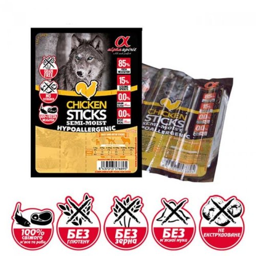 Alpha Spirit Sticks Chicken - лакомство Альфа Спирит палочки с курицей 4 шт/уп