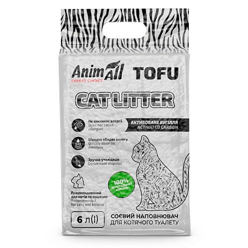 AnimAll Тоfu - наполнитель Энимол Тоффу соевый для котов с активированным углем 6 л (174246)