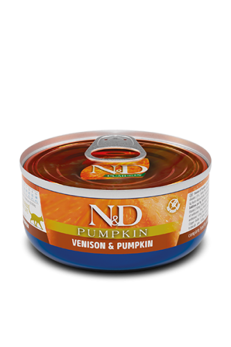 Farmina N&D Grain Free Pumpkin Venison Adult - вологий корм Farmina для кішок беззерновий з олениною та гарбузом, 70 г Farmina N&D Grain Free Pumpkin Venison Adult - вологий корм Farmina для кішок беззерновий з олениною та гарбузом, 70 г
