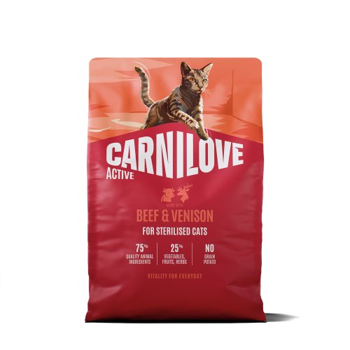 Корм сухий Carnilove Active Beef & Venison Sterilised для стерилізованих котів яловичина та оленина 2 кг
