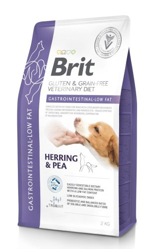 Корм сухий Brit VetDiet Dog Gastrointestinal-Low fat для собак при проблемах з травленням з обмеженим вмістом жиру з оселедцем 2 кг