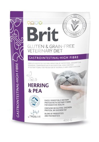 Корм сухий Brit VetDiet Cat Gastrointestinal High Fibre для котів з підвищеним вмістом клітковини з оселедцем 400 г
