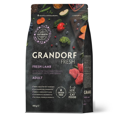 Grandorf FRESH ADULT CAT LAMB & SWEET POTATO - Беззерновий сухий корм для дорослих котів ягня з бататом 0,4 кг