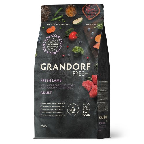 Grandorf FRESH ADULT CAT LAMB & SWEET POTATO - Беззерновий сухий корм для дорослих котів ягня з бататом 2 кг