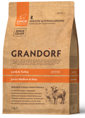 Grandorf Junior Lamb&Turkey - корм Грандорф с ягненком и индейкой для юниоров средних и крупных пород 1 кг (7044)