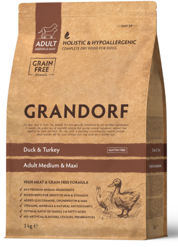 Grandorf Duck and Turkey Med&Maxi - корм Грандорф с уткой и индейкой для собак средних и крупных пород 1 кг (94601)