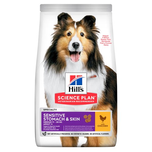 Hills SP Canine Adult Sensitive Stomach and Skin - корм Хілс із куркою для середніх собак із чутливим травленням 2,5 кг (604300)