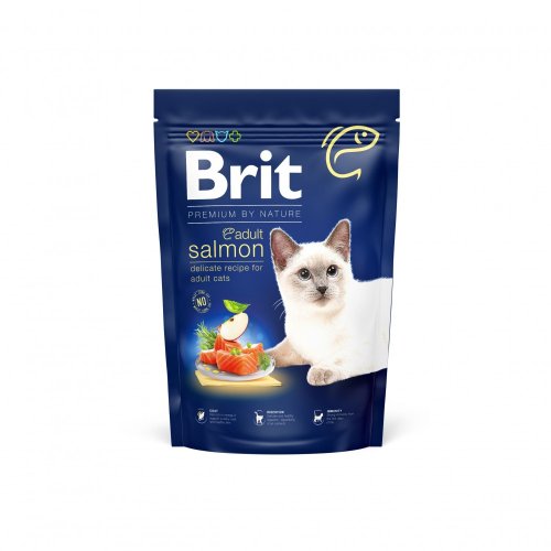 Brit Premium Cat Adult Salmon - корм Бріт з лососем для кішок 1,5 кг (171860)