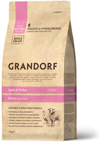 Grandorf Kitten Lamb & Turkey - корм Грандорф із ягням та індичкою для кошенят 400 г (81140) Grandorf Kitten Lamb & Turkey - корм Грандорф із ягням та індичкою для кошенят 400 г (81140)